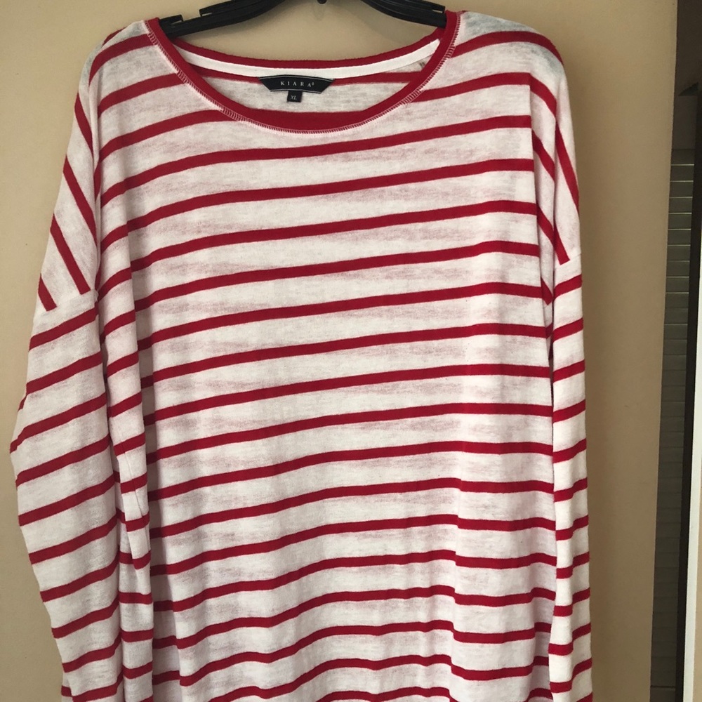 Red & white stripped shirt LS